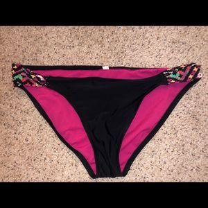 Black bathing suit bottoms w multi colored sides